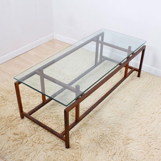 Komfort Danish Rosewood & Glass Top Coffee Table Chairish