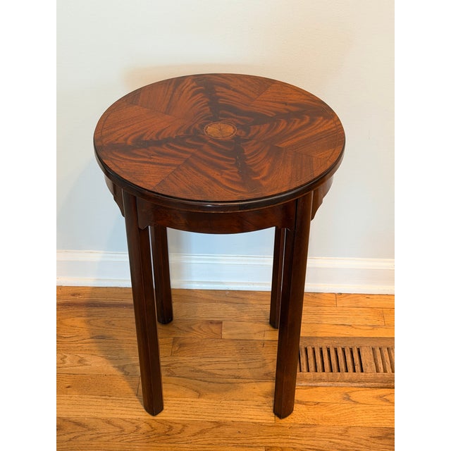Antique Flame Mahogany Inlaid Round Side Table For Sale - Image 9 of 11
