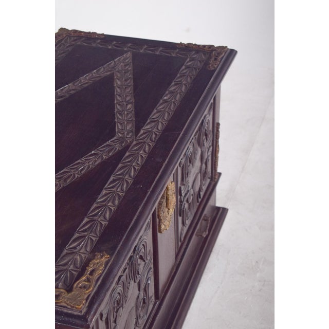 Wood Antique Portuguese Carved Wooden Chest, 1890s For Sale - Image 7 of 14