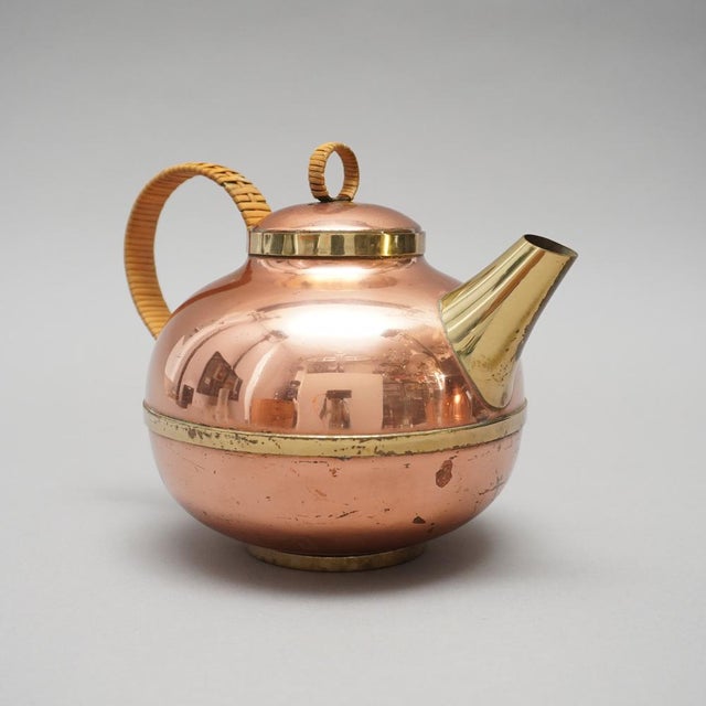 For sale is a 9-piece metal design tea service by Harald Buchrucker in copper and brass. This factually functional,...
