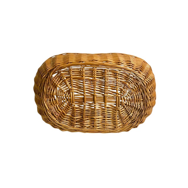 Early 20th Century Early 20th Century French Wicker Gathering Basket With Bentwood Handle | French Provincial Market Basket For Sale - Image 5 of 11