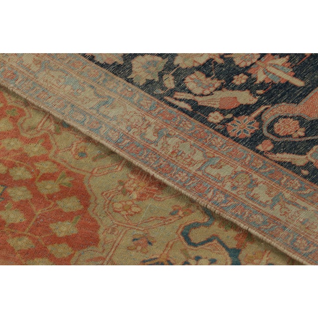 Beige Hand-Knotted Antique Mohtashem Rug in Beige Brown and Red Medallion Pattern For Sale - Image 8 of 8