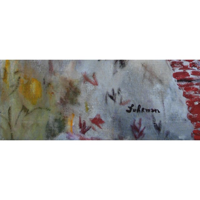 Impressionist 1960s "Brick Path Through the Trees" Abstract Landscape Painting by Charles Fuhrman For Sale - Image 3 of 3