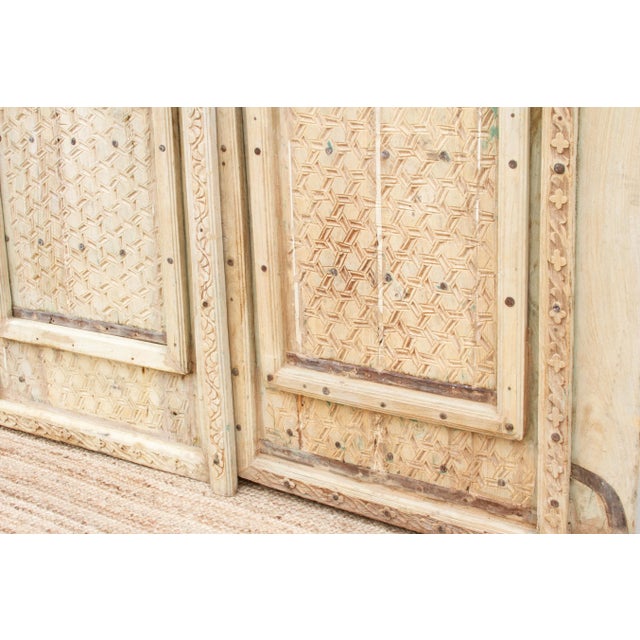 Tan Pair of Antique Rajathani Carved Doors For Sale - Image 8 of 12