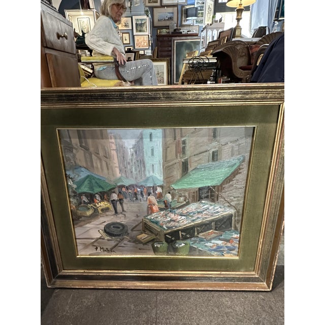 Paolo Malerba, Market, 1960s, Oil on Panel, Framed For Sale - Image 3 of 9