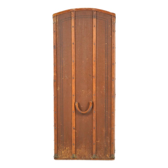 Antique Wood Arched Steamer Wardrobe Trunk For Sale