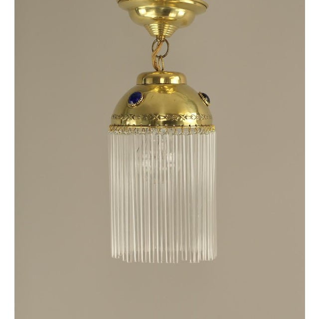 Art Nouveau Hanging Lamp with Glass Rods, France, 1910s For Sale - Image 3 of 10