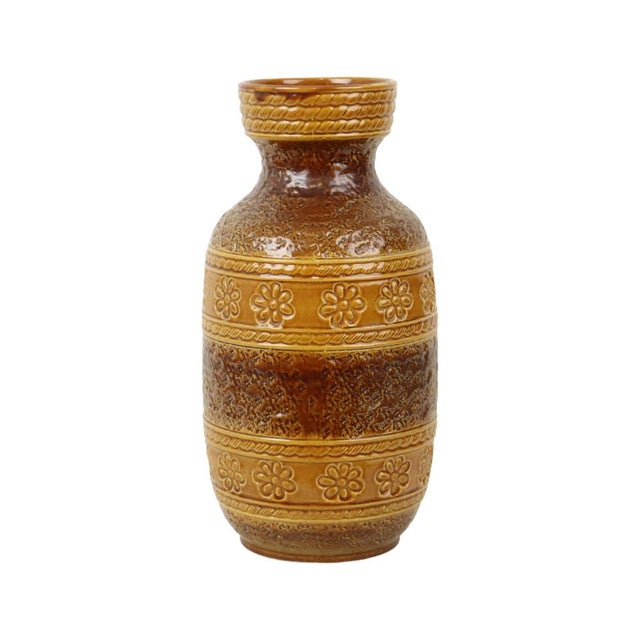 Brown Vintage West German Ceramic Floral Vase from Bay Keramik, 1960s For Sale - Image 8 of 10