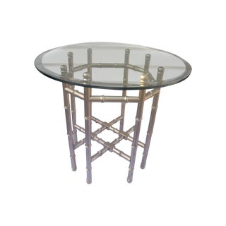 Hollywood Regency Bamboo Gilt Side Table For Sale