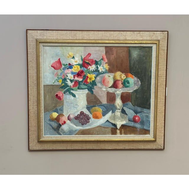 Ellis Wallin, Flowers and Fruit, 1968, Oil on Canvas, Framed For Sale - Image 12 of 16