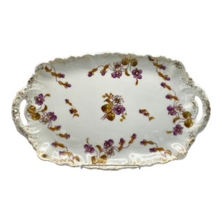 Limoges Ak CD Antique Hand Painted Porcelain Tray / Platter 13.5-inch (Klingenberg/Dwenger) France 1900's For Sale
