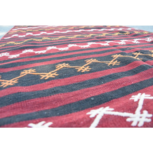 1960s Cabin Style Hand Knotted Kilim Runner For Sale - Image 9 of 11