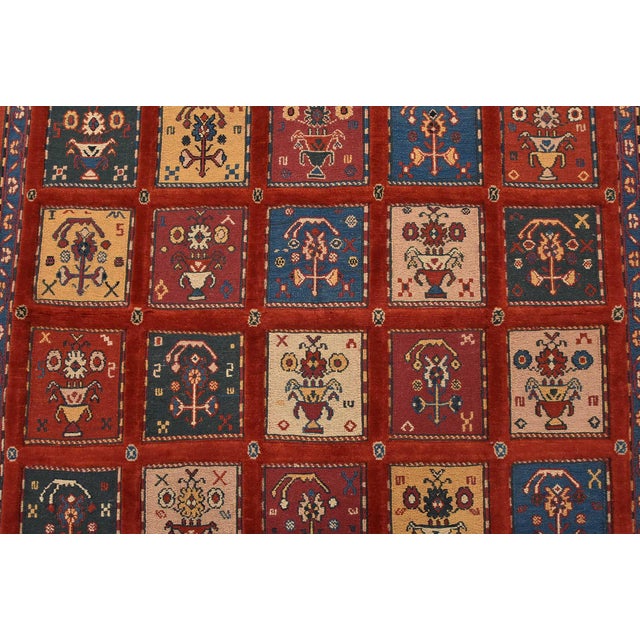 2000 - 2009 Gabbeh Rug 5′ X 6’4” Red Wool Vintage Tribal Hand-Knotted Oriental Carpet For Sale - Image 5 of 14