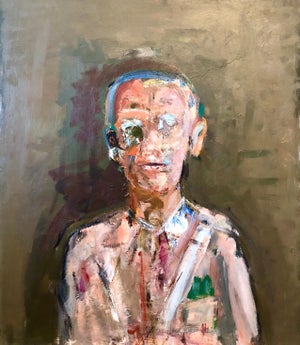 Dean Richardson, Military Man Portrait Figurative Abstract Oil Painting American Modernist Artist, 1978