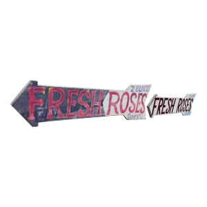 1970s Authentic Americana Handmade Fresh Roses Signs, Made in California- Set of 2