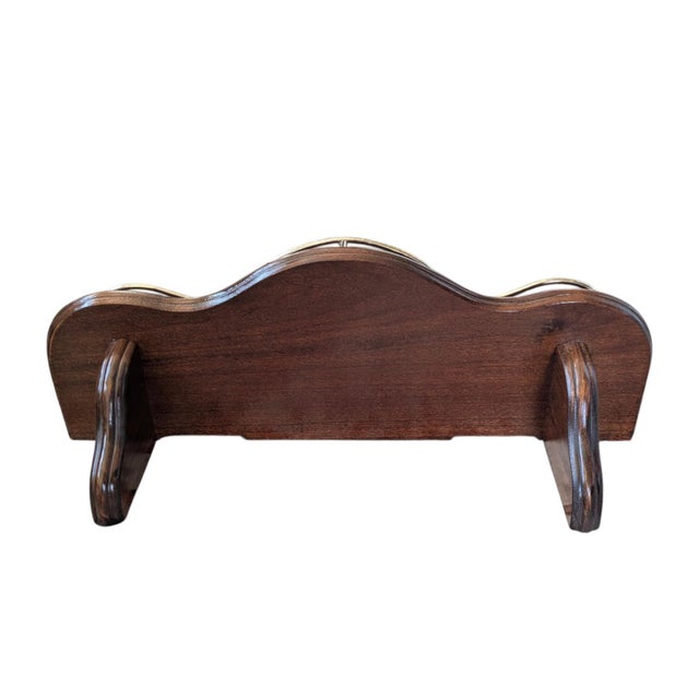 Vintage Wooden Wall Shelf With Brass Railing For Sale - Image 13 of 14