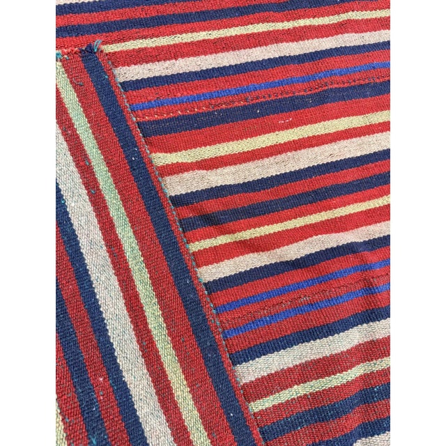 Mid Century Modern Multicolor Geometric Turkish Kilim Flatweave Wool Small Rug For Sale - Image 4 of 5