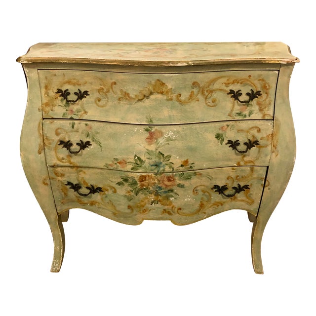 Antique Floral Painted Bombe Chest Chairish