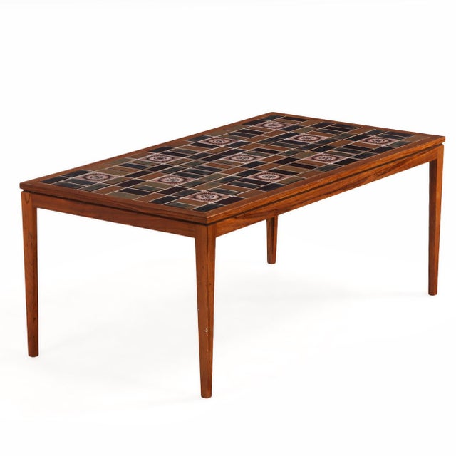 Mid-Century Modern Mid 20th Century Danish Teak Tile-Top Coffee Table For Sale - Image 3 of 6