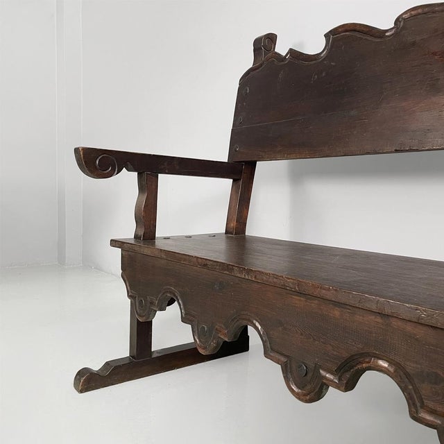 Italian Antique Wooden Bench, 1820s For Sale - Image 12 of 18