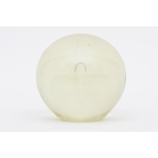 Vintage Art Glass Iridescent Inclusion Round Glass Ball Sculpture, Signed, 1981 For Sale - Image 4 of 9