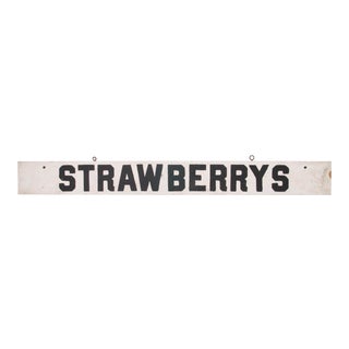 Black/White Vintage Strawberry's Farm Stand Sign For Sale