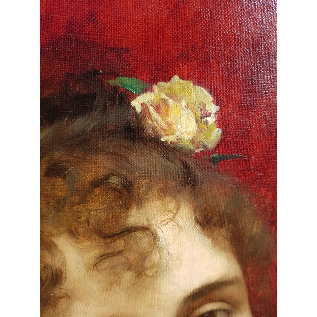 Chantron Alexandre-Jacques - Woman Portrait - Oil on Canvas, Framed - 1884 For Sale - Image 11 of 14