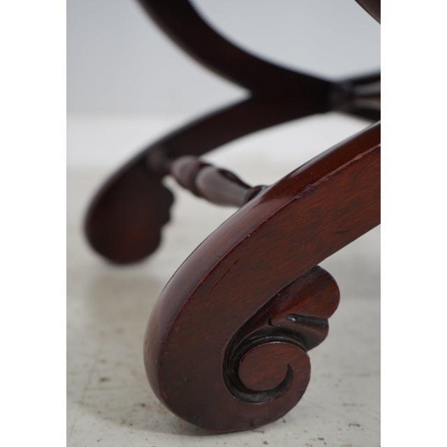 Vintage Federal Style Bench W. Brand New Upholstery For Sale In Philadelphia - Image 6 of 12