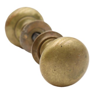 Vintage 1.75 In. Plain Brass Passage Door Knob Set For Sale