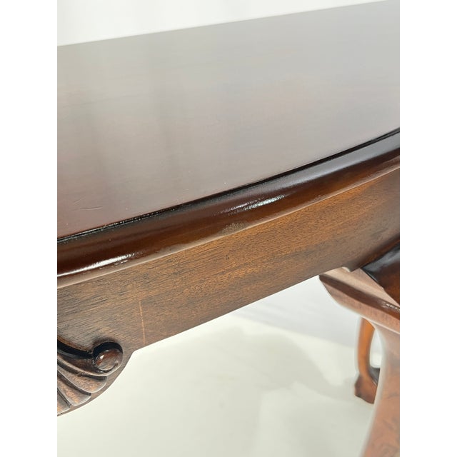 Late 20th Century Chippendale Style Carved Cherry Demilune Console Table For Sale - Image 15 of 16