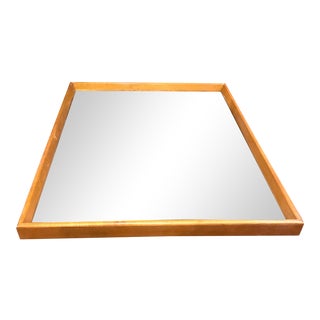 Vintage 1950’s Convex Solid Wood Large Mirror For Sale