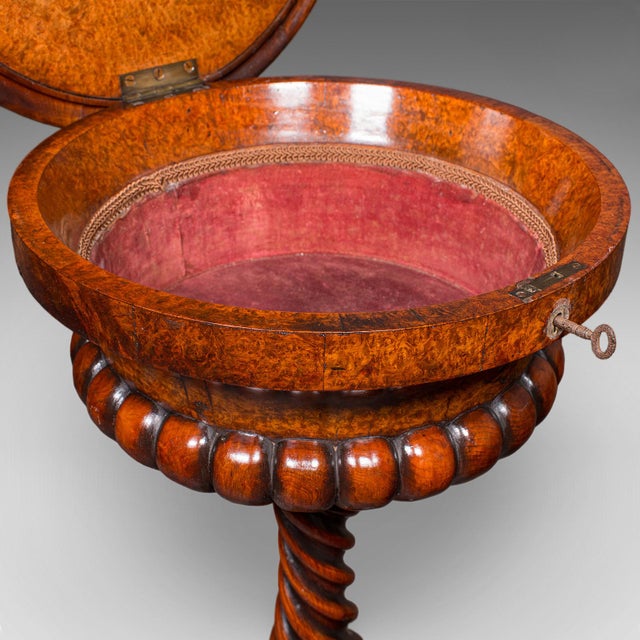 Antique Spirits Table, English, Burr Maple, Glasses Stand, Teapoy, William IV For Sale - Image 9 of 12