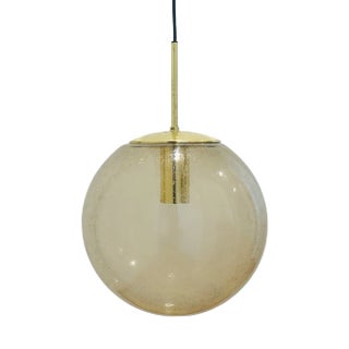 Large Mid-Century Smoked Air-Bubbled Glass Ball Pendant Light from Limburg, Germany, 1970s For Sale
