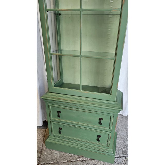 Green MCM Curio Cabinet, Display Cabinet Boho Style, 1950's #2 For Sale - Image 10 of 16