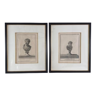 Pair of 18th Century Italian Bust Engravings (Antique Etchings) - Neoclassical Grand Tour Copperplate Prints by Casanova & Campana, Framed For Sale
