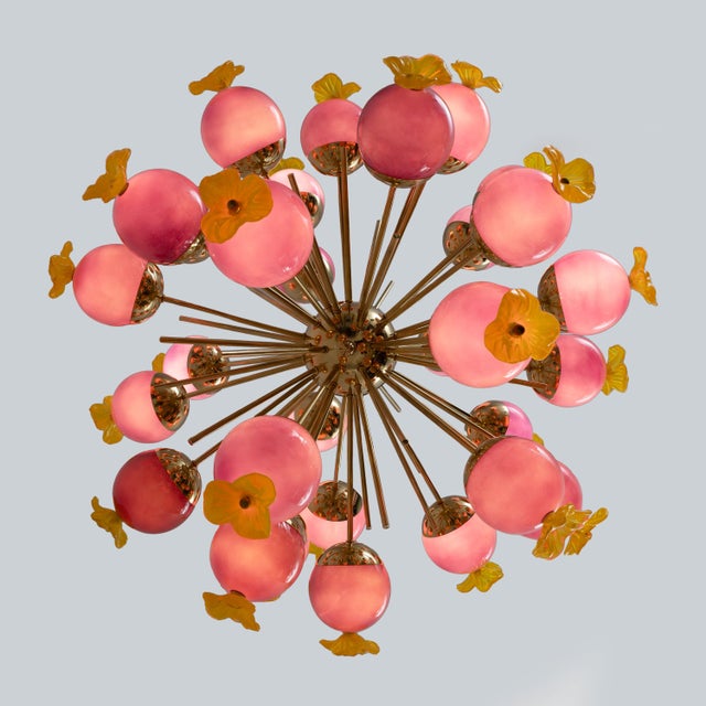 Italian Sputnik Chandelier in Murano Glass and Brass, 2010 For Sale - Image 6 of 12