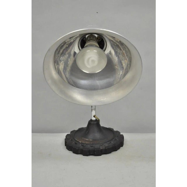 Vintage Industrial Modern Steampunk Cast Iron Gear Gooseneck Task Table Lamp For Sale In Philadelphia - Image 6 of 12