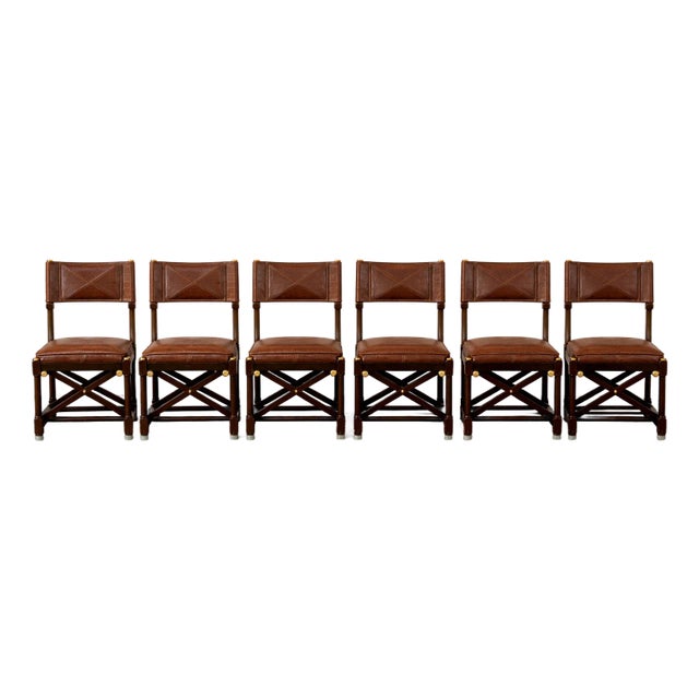 Set of 6 Vintage Stiles Serengeti Leather Chairs For Sale