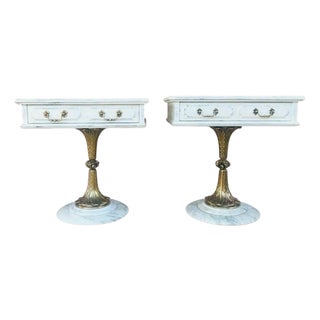 Pair of Neoclassical Pedestal Nightstands, Mid-20th century For Sale