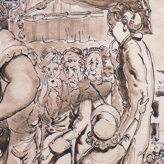 Antique White 'The Enduring Attractions of the Open Market', by Antonio Manganaro; Satire of Capitalism For Sale - Image 8 of 12