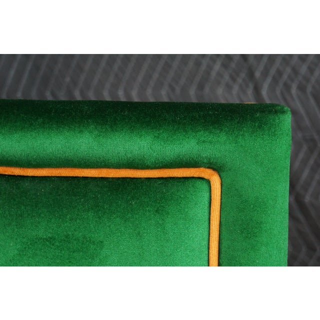 Textile 8 Mid 20th Century Hollywood Regency Green Velvet Parsons Style Dining Chairs After Milo Baughman For Sale - Image 7 of 18