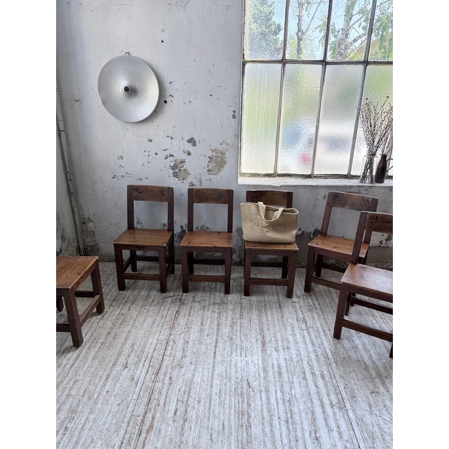 1950s Folk Art Chairs in Savoyard Pine, 1950s, Set of 6 For Sale - Image 5 of 18