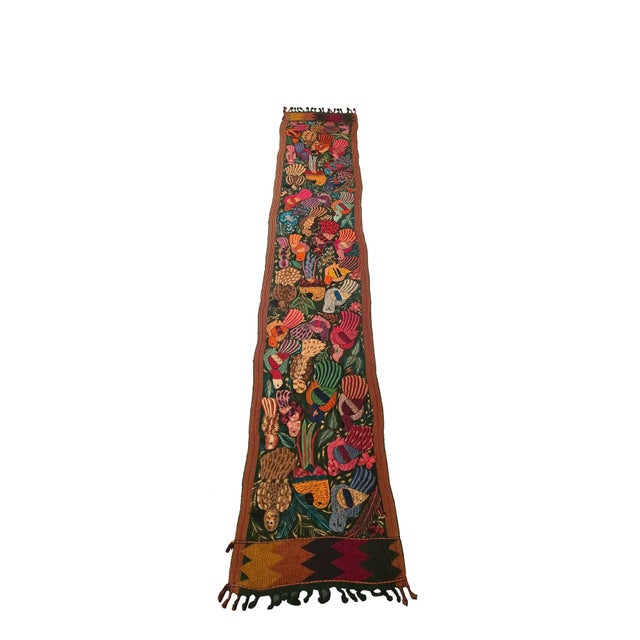 Vintage Hand Embroidered Mexican Textile Wall Hanging For Sale In Miami - Image 6 of 13
