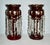 Antique Victorian Bohemian Pair of Cranberry/Ruby Glass Mantel Lusters For Sale - Image 4 of 12