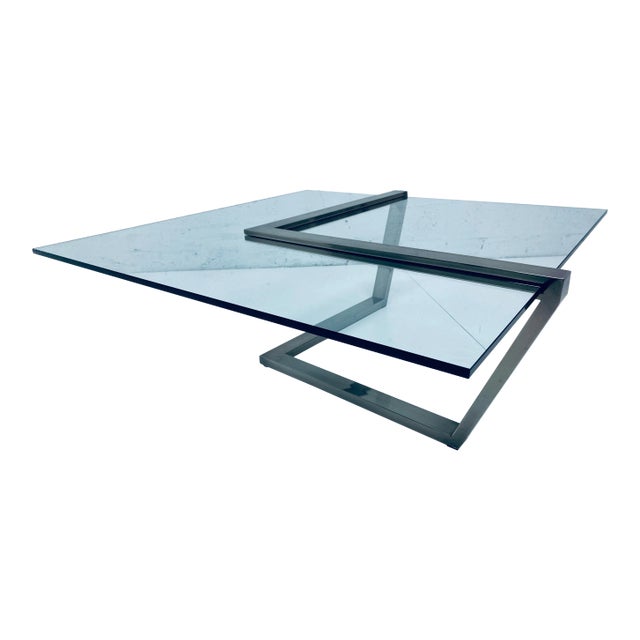 Design Institute of America Dia Glass and Brushed Chrome Coffee Table For Sale