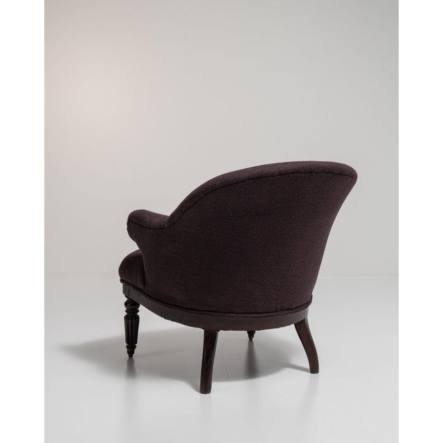 1880-1889 France Deep Aubergine Plum Tufted Barrel-Back Accent Chair For Sale In Greensboro - Image 6 of 11