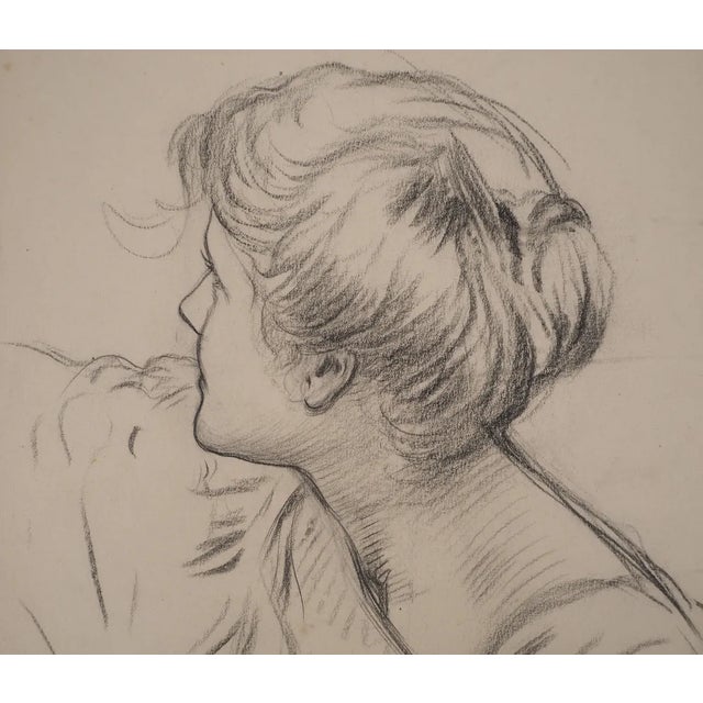 Modern Léopold Franz Kowalski, Portrait of Eleanor Wearing a Bun, Original Drawing For Sale - Image 3 of 5