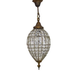 Vintage Bronze Chandelier with Glass Pendants, 1980s For Sale