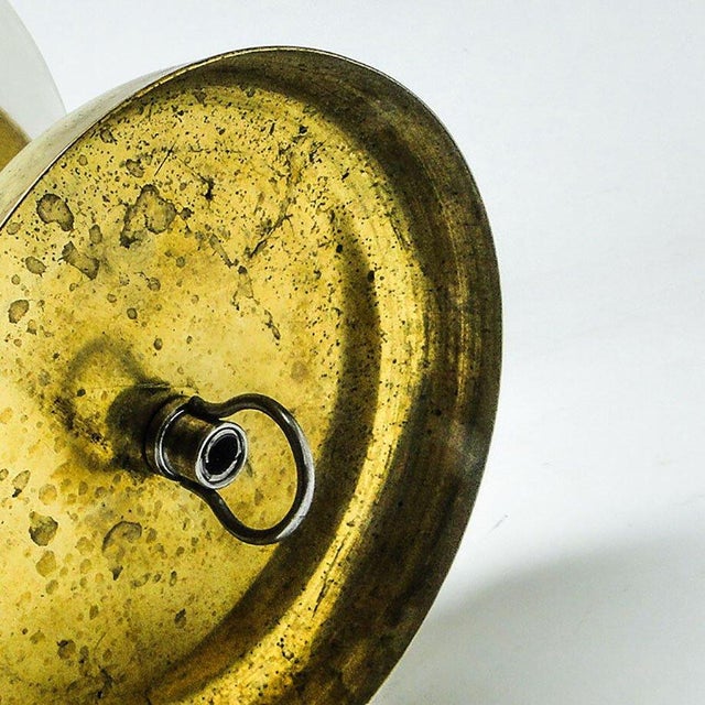 Brass and Glass Pendant Lamp, Poland, 1950s For Sale - Image 3 of 6