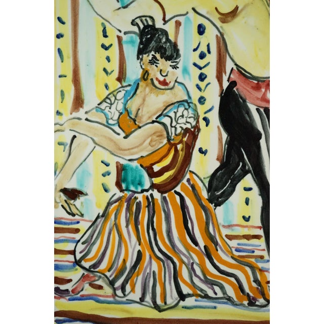 Beige Ceramic Tile with Spanish Flamenco Dancers by Mario Cortiello, Italy, 1920s For Sale - Image 8 of 18